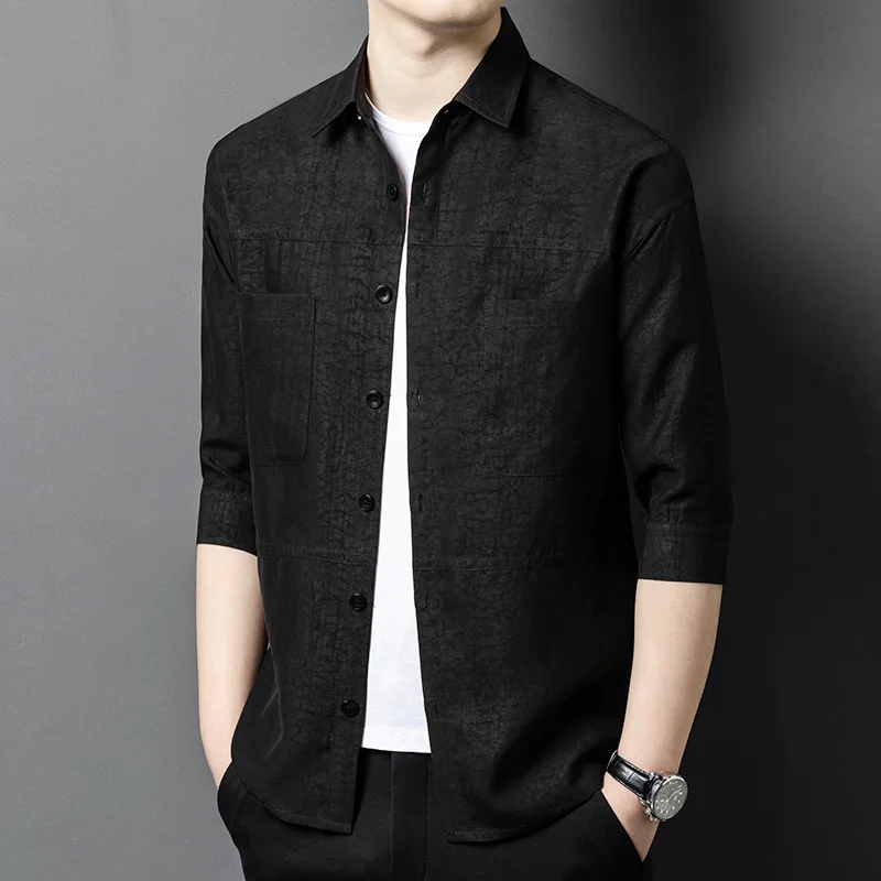 High Quality Real Silk Men's High-Grade Xiangyun Yarn Half Sleeve Shirt Loose Casual Thin Crack Clothing
High Quality Real Silk Men's High-Grade Xiangyun Yarn Half Sleeve Shirt Loose Casual Thin Crack Clothing