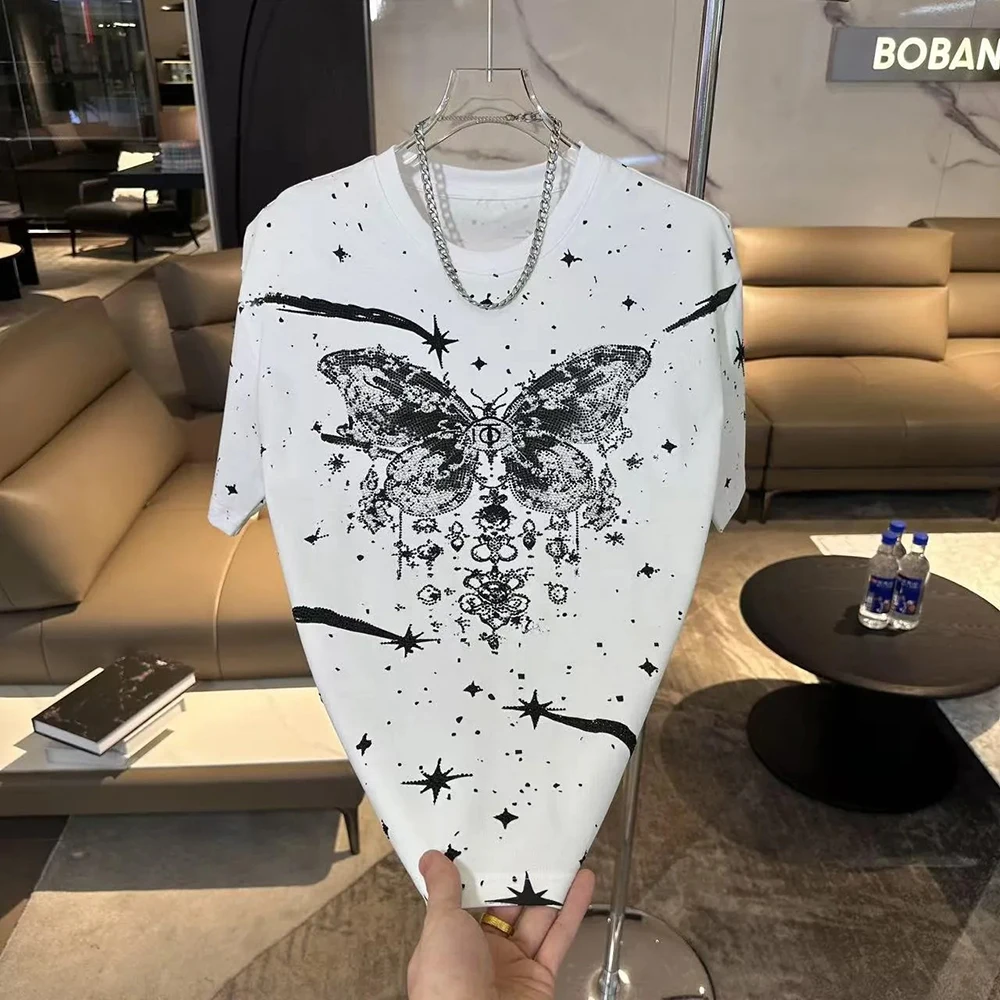 Summer Men's Diamond Butterfly Print Short-Sleeved T-Shirt American Fashion Trend High Street Loose Breathable Niche Men's Tops
Summer Men's Diamond Butterfly Print Short-Sleeved T-Shirt American Fashion Trend High Street Loose Breathable Niche Men's Tops