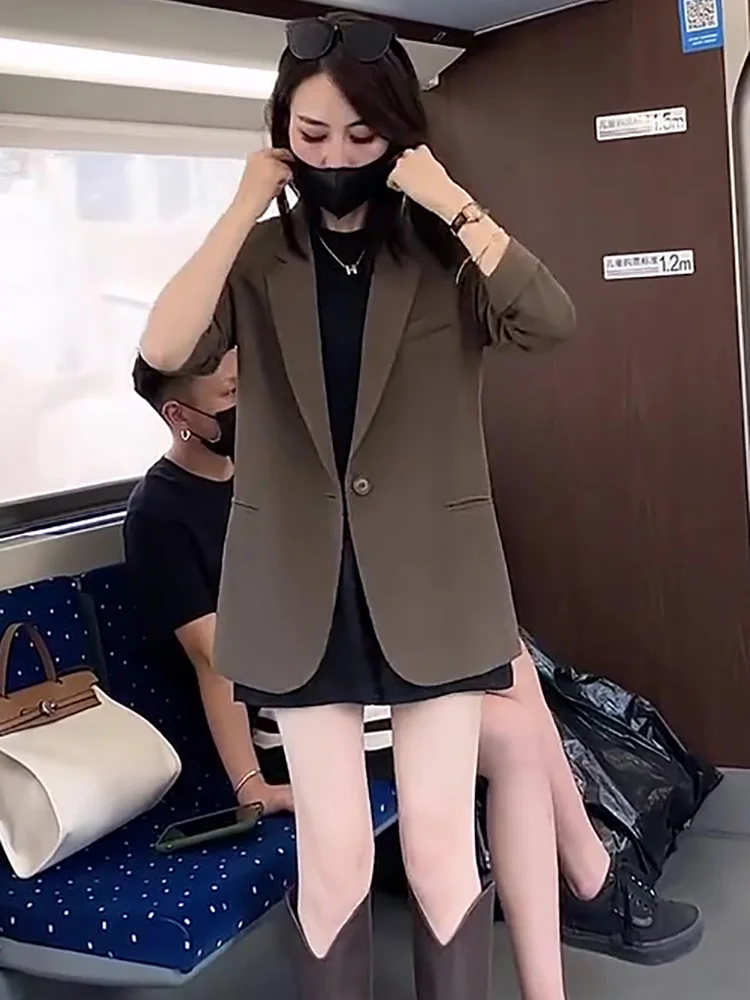 Faionable Casual Loose Coffee Color Small Suit Women's Sle Ele Autumn Top Button up Long Sve Comfortable Fit
Faionable Casual Loose Coffee Color Small Suit Women's Sle Ele Autumn Top Button up Long Sve Comfortable Fit