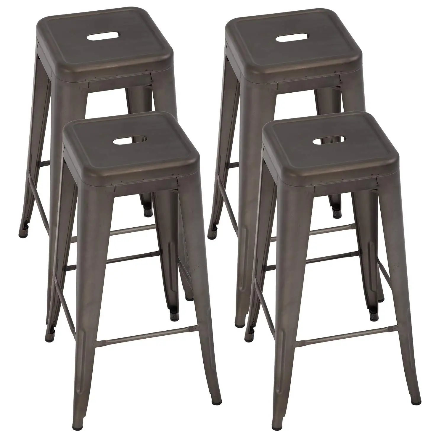Set Of Four Industrial Metal Bar Stools 30 Inch Height Stackable Backless Counter Chairs For Kitchen Patio Indoor Outdoor Use
Set Of Four Industrial Metal Bar Stools 30 Inch Height Stackable Backless Counter Chairs For Kitchen Patio Indoor Outdoor Use