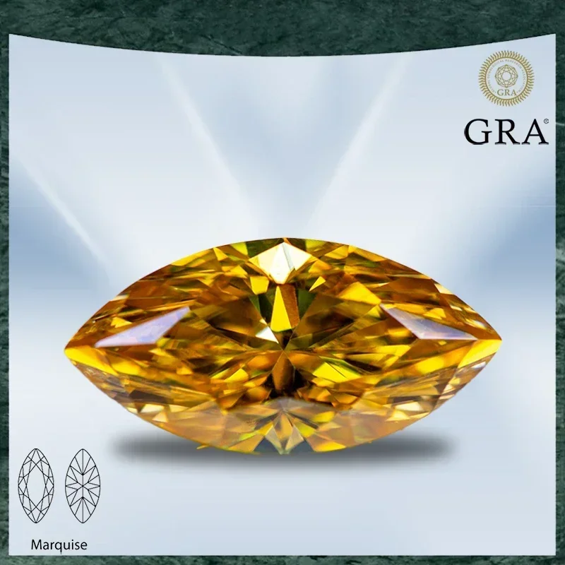 Moissanite Stone Marquise Cut Golden Yellow Color VVS1 with GRA Certificate for Gemstone Charms Top Jewelry Making Materials
Moissanite Stone Marquise Cut Golden Yellow Color VVS1 with GRA Certificate for Gemstone Charms Top Jewelry Making Materials