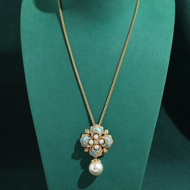 Bohemia Vintage Turquoise Pendent Pearl Necklace Gold Color High Design Grid Jewelry Woman Party 2026 Wedding Accessories Charms
Bohemia Vintage Turquoise Pendent Pearl Necklace Gold Color High Design Grid Jewelry Woman Party 2026 Wedding Accessories Charms