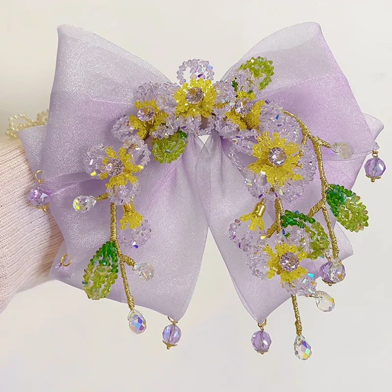 New Chinese Style Mesh Bow Hair Clip Hairpin Crystal Tassel Flowers Hairgrips Half Tie Hair Accessory Headpiece Fairy Barrettes
New Chinese Style Mesh Bow Hair Clip Hairpin Crystal Tassel Flowers Hairgrips Half Tie Hair Accessory Headpiece Fairy Barrettes