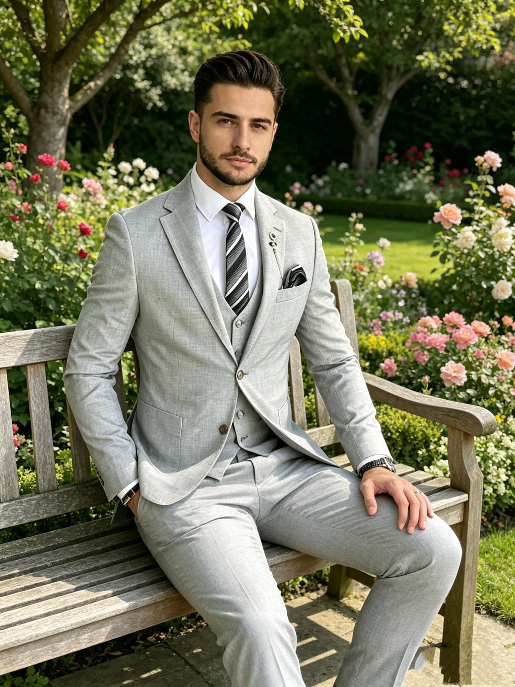 Light Gray 3-Piece Slim Fit Men's Wedding Suits Groom Tuxedo Formal Dress Suit with Blazer Pants Vest for Prom And Other Events
Light Gray 3-Piece Slim Fit Men's Wedding Suits Groom Tuxedo Formal Dress Suit with Blazer Pants Vest for Prom And Other Events