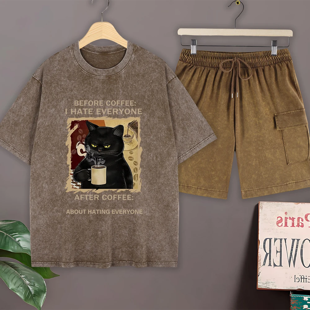 Комплект мужской повседневной одежды: футболка оверсайз из хлопка с принтом «Кошки любят кофе», шорты карго, топы с круглым вырезом, летняя одежда
Комплект мужской повседневной одежды: футболка оверсайз из хлопка с принтом «Кошки любят кофе», шорты карго, топы с круглым вырезом, летняя одежда