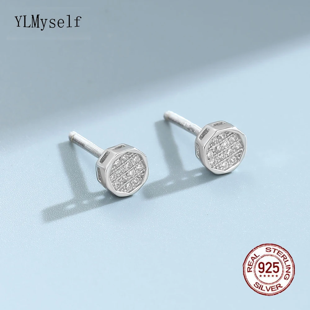 Solid Real 925 Sterling Silver Octagonal Shape Stud Earrings Pave Shiny Cubic Zircon Beautiful Lovely Fine Jewelry
Solid Real 925 Sterling Silver Octagonal Shape Stud Earrings Pave Shiny Cubic Zircon Beautiful Lovely Fine Jewelry