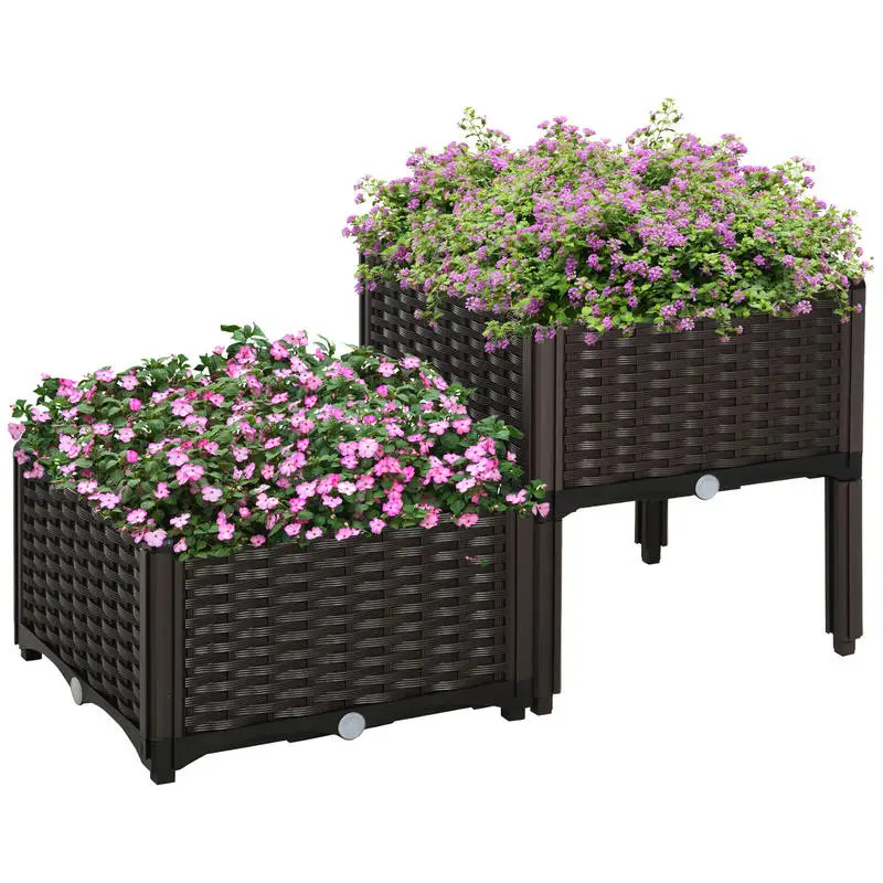 Outsunny 2-Piece Raised Garden Bed with Legs, Self-Watering Planter Box Raised Bed to Grow Flowers, Herbs & Vegetables, Brown
Outsunny 2-Piece Raised Garden Bed with Legs, Self-Watering Planter Box Raised Bed to Grow Flowers, Herbs & Vegetables, Brown