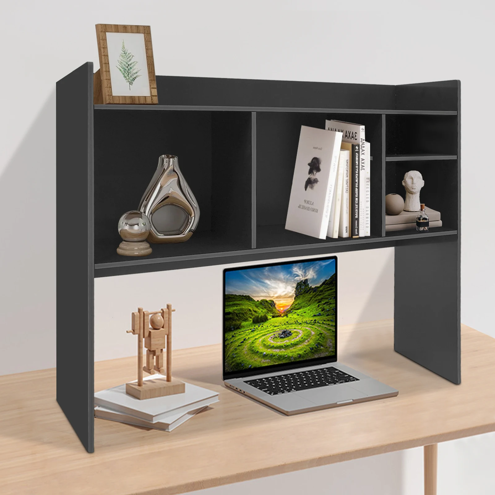 Black PVC 36*9.2*31.5 Inch Desktop Shelf Partition Storage Combination Bookshelf Multifunctional Storage Rack