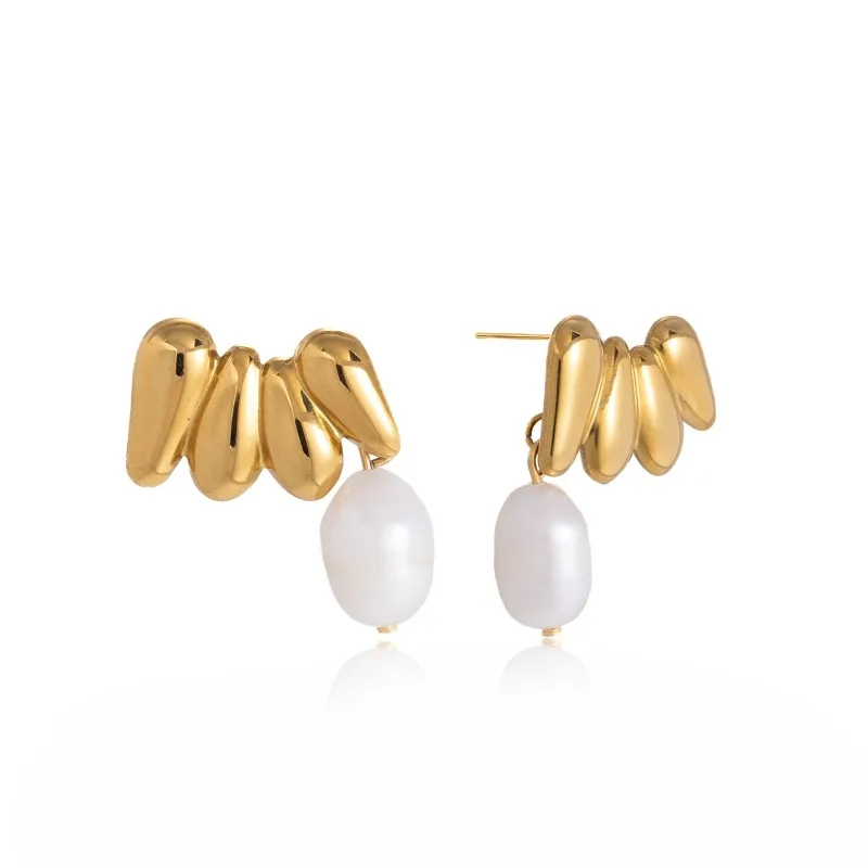 Minar French Retro Natural Freshwater Pearl Helix Metal Hanging Dangle Earrings for Women 18K Gold PVD Plated Stainless Steel
Minar French Retro Natural Freshwater Pearl Helix Metal Hanging Dangle Earrings for Women 18K Gold PVD Plated Stainless Steel