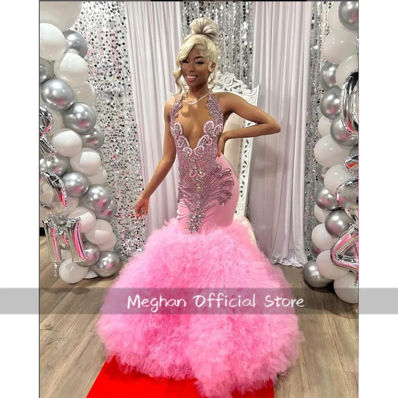 Luxury Lace Mermaid Prom Dress 2025 Baby Pink Rhinestone Beaded Applique Black Girl Birthday Party Queen Dress Customised
Luxury Lace Mermaid Prom Dress 2025 Baby Pink Rhinestone Beaded Applique Black Girl Birthday Party Queen Dress Customised