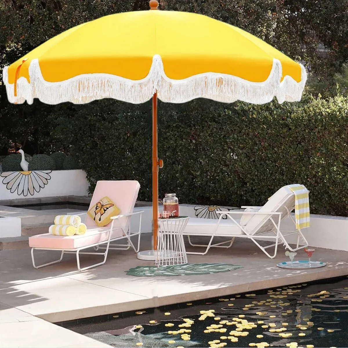 7ft Beach Umbrella Outdoor Patio Umbrella with Tassel Sunshade UPF 50+ Yellow
7ft Beach Umbrella Outdoor Patio Umbrella with Tassel Sunshade UPF 50+ Yellow