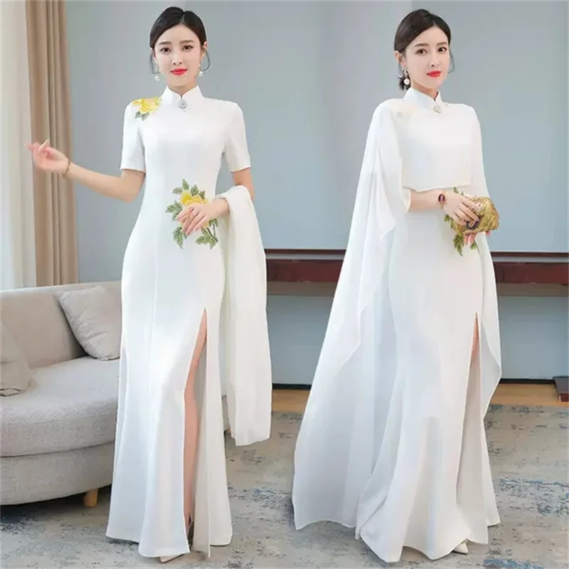 New Catwalk Cheongsam Retro Embroidery Summer Slim Dress Woman Cloak Strap Red Elegant 5XL 2 Piece Sets Women Clothing aq1289
New Catwalk Cheongsam Retro Embroidery Summer Slim Dress Woman Cloak Strap Red Elegant 5XL 2 Piece Sets Women Clothing aq1289