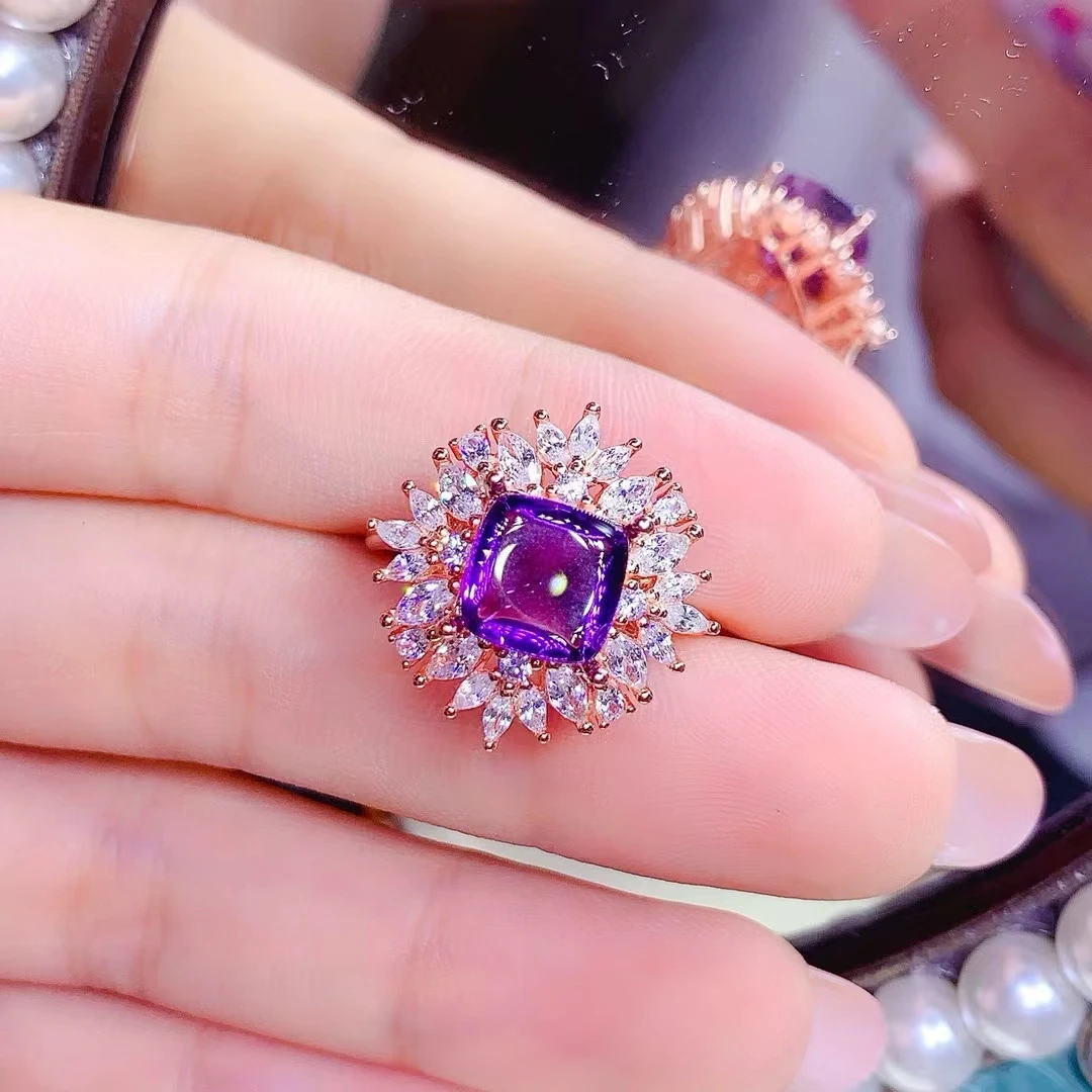 KJJEAXCMY Natural Amethyst Ring S925 Silver Inlaid Simple Women's High-End Jewelry The crystal is clean and has beautiful color
KJJEAXCMY Natural Amethyst Ring S925 Silver Inlaid Simple Women's High-End Jewelry The crystal is clean and has beautiful color