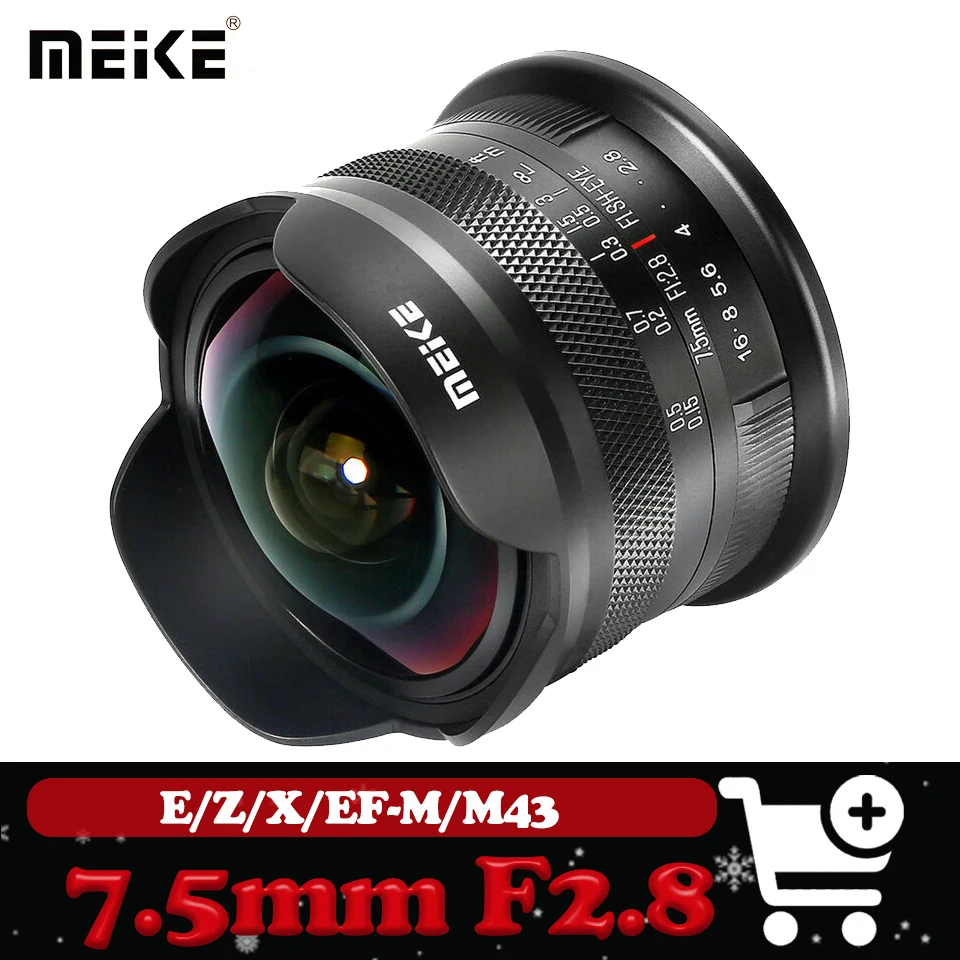 Объектив MEKE 7.5mm F2.8 APS-C с ультрашироким углом обзора и эффектом рыбьего глаза, с большой апертурой, ручной фокусировкой, для камер Sony E, Fuji FX, Canon EF-M
Объектив MEKE 7.5mm F2.8 APS-C с ультрашироким углом обзора и эффектом рыбьего глаза, с большой апертурой, ручной фокусировкой, для камер Sony E, Fuji FX, Canon EF-M