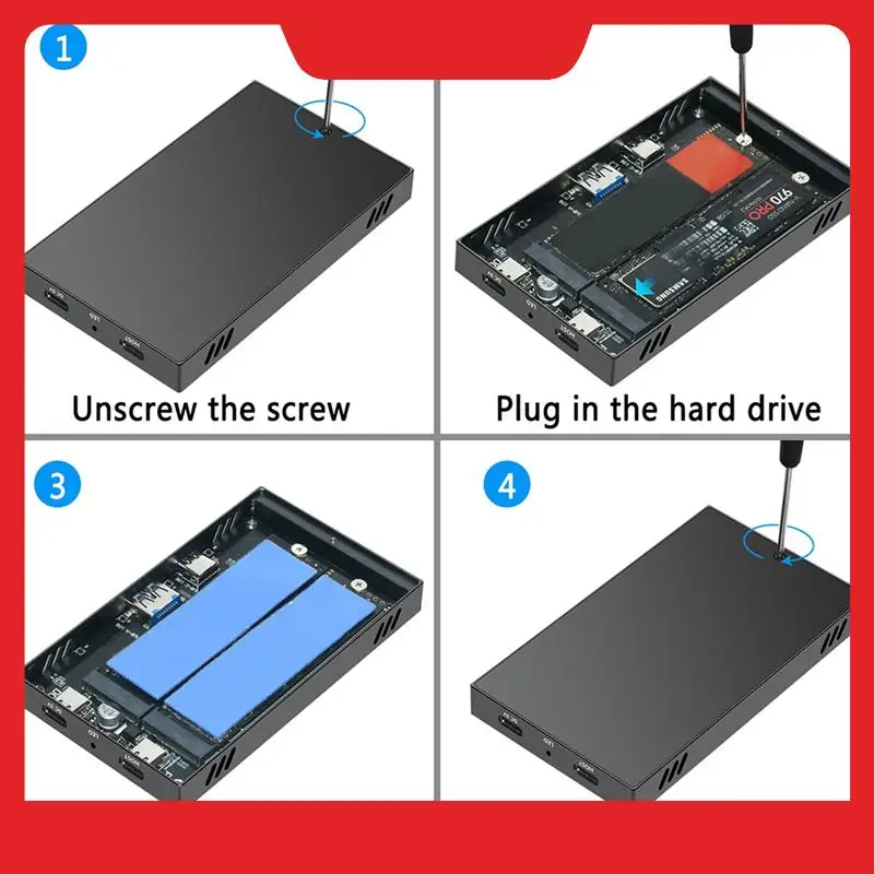 M.2 Nvme SSD Docking Station 10Gbps Dual-Bay Aluminum Hard Drive Case For PC And Laptop
M.2 Nvme SSD Docking Station 10Gbps Dual-Bay Aluminum Hard Drive Case For PC And Laptop