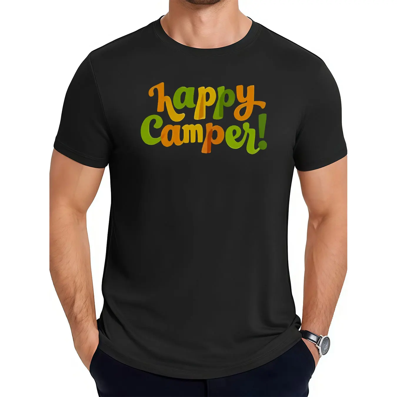 Men's 100% Cotton Soft Tee With Happy Camper! Print, Machine Washable, For Outdoor, Birthday Gift
Men's 100% Cotton Soft Tee With Happy Camper! Print, Machine Washable, For Outdoor, Birthday Gift