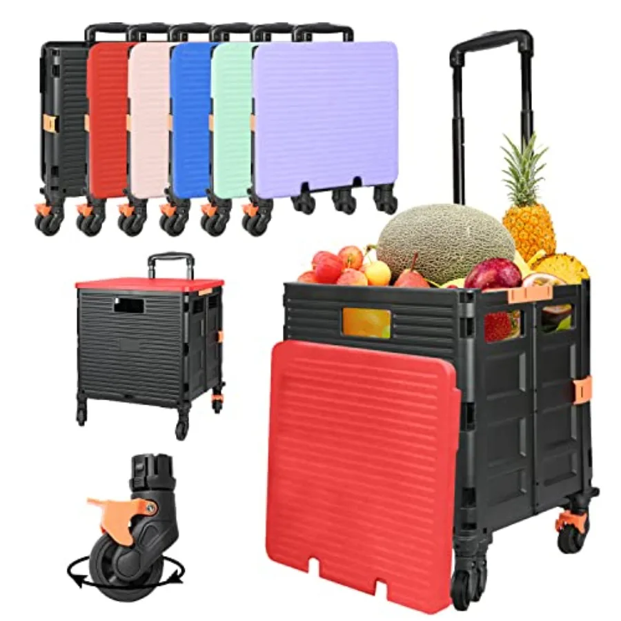Foldable Utility Cart Rolling Crate Handcart 110lbs Large Capacity Shopping Cart with 360°Rotate Noiseless Wheels and Telescopi
Foldable Utility Cart Rolling Crate Handcart 110lbs Large Capacity Shopping Cart with 360°Rotate Noiseless Wheels and Telescopi