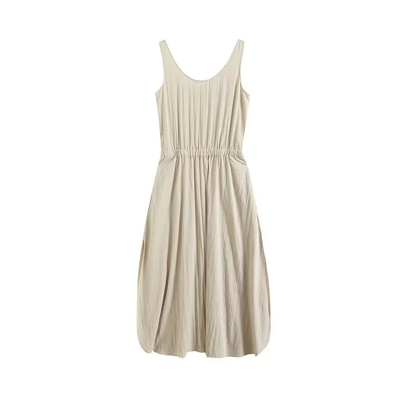 Women's new chic fashion elastic waist casual side pocket O Neck vest style MIDI dress retro sleeveless women's dress Skazi
Women's new chic fashion elastic waist casual side pocket O Neck vest style MIDI dress retro sleeveless women's dress Skazi