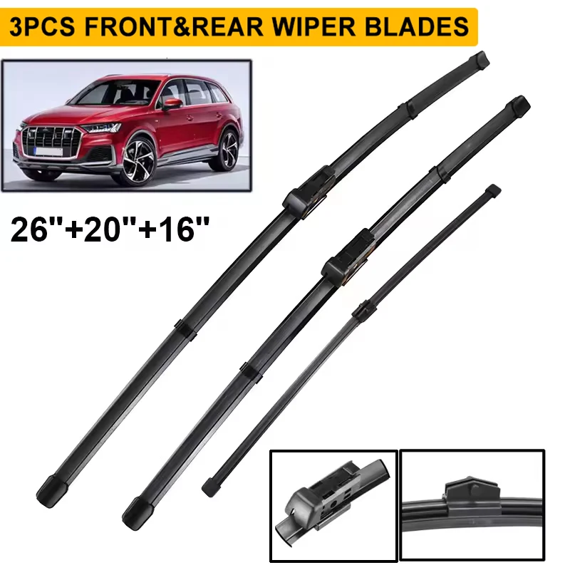 Wiper LHD Front & Rear Wiper Blades Set For Audi Q7 4M 2016 - 2023 Windshield Windscreen Window Rain Brush 26"+20"+16"
Wiper LHD Front & Rear Wiper Blades Set For Audi Q7 4M 2016 - 2023 Windshield Windscreen Window Rain Brush 26"+20"+16"