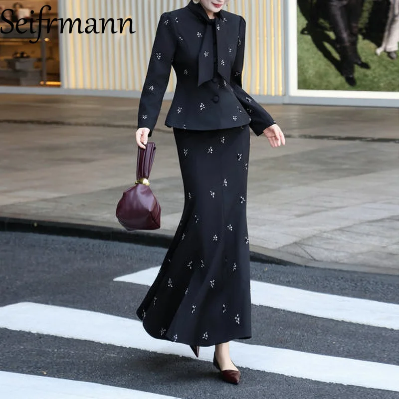 Seifrmann модный дизайн женский костюм с воротником-лентой, топы с длинными рукавами + облегающая юбка на бедрах, элегантная юбка-русалка, комплект из 2 предметов
Seifrmann модный дизайн женский костюм с воротником-лентой, топы с длинными рукавами + облегающая юбка на бедрах, элегантная юбка-русалка, комплект из 2 предметов