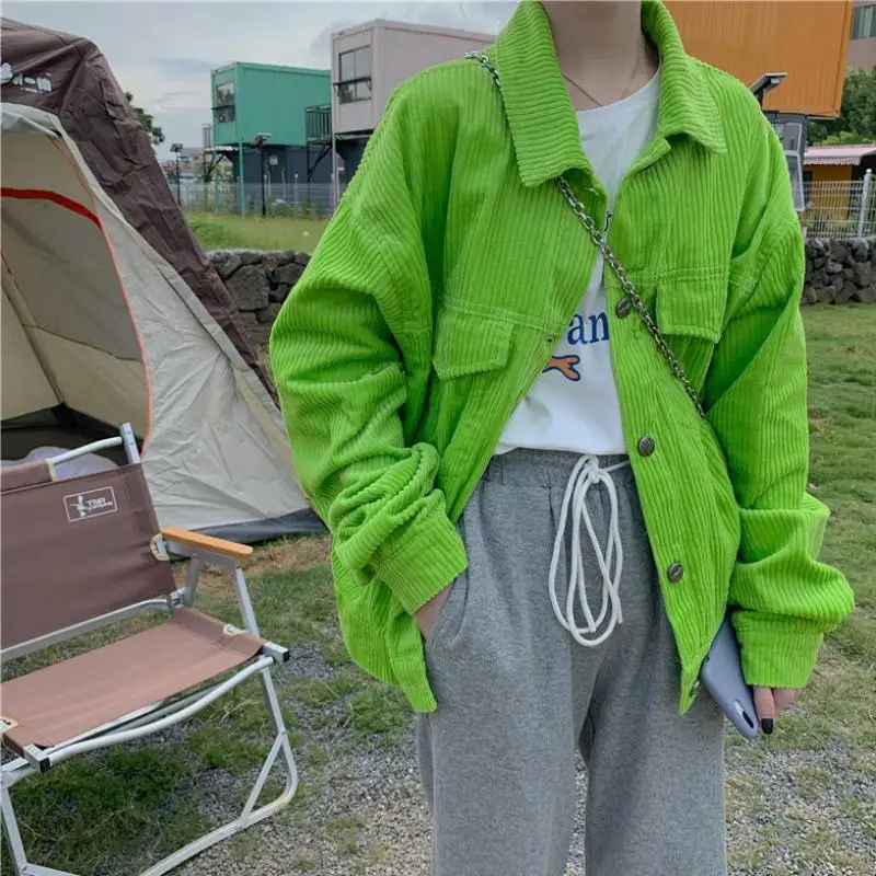 Women Green Corduroy Full Sleeve Shirts Jackets Spring Vintage Oversize Turn-Down Collar Tops Casual Autumn Indie Basic Outwear
Women Green Corduroy Full Sleeve Shirts Jackets Spring Vintage Oversize Turn-Down Collar Tops Casual Autumn Indie Basic Outwear