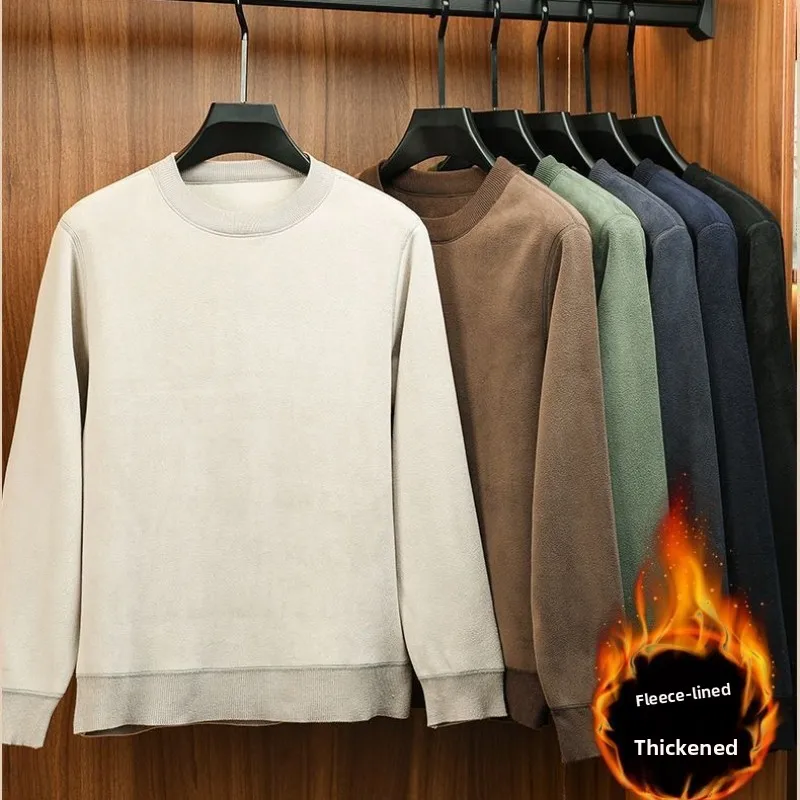 Утолщенный флисовый свитшот, мужская осенне-зимняя двусторонняя бархатная рубашка с круглым вырезом, вязаные манжеты в рубчик, теплый пуловер
Утолщенный флисовый свитшот, мужская осенне-зимняя двусторонняя бархатная рубашка с круглым вырезом, вязаные манжеты в рубчик, теплый пуловер