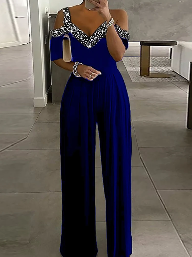 Wide Leg Pants Women Summer Clothing Jumpsuits Patchwork Loungewear Short Sleeve V-Neck Ladies Playsuits Streetwear Dropshipping
Wide Leg Pants Women Summer Clothing Jumpsuits Patchwork Loungewear Short Sleeve V-Neck Ladies Playsuits Streetwear Dropshipping