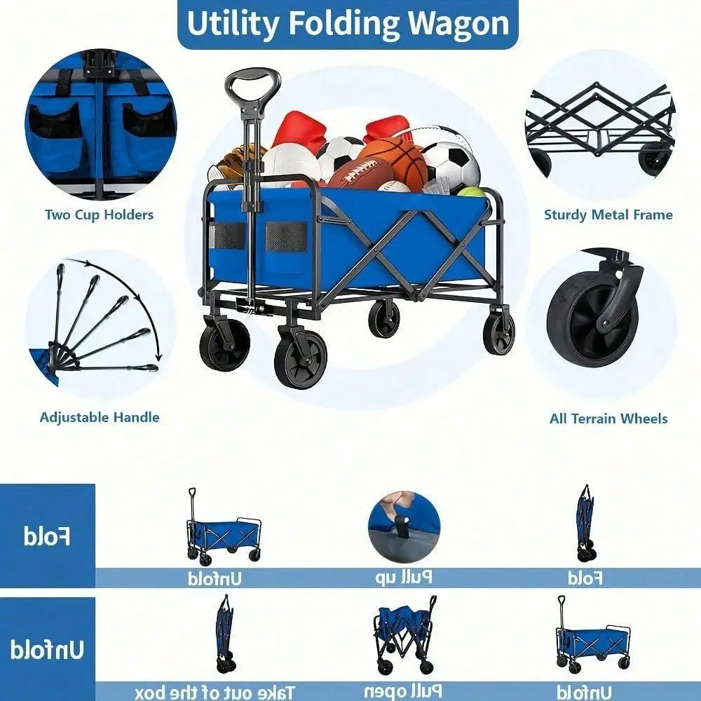 450 330 220LBS Capacity HeavyDuty AllTerrain Folding Cart Iron Frame And 800D Oxford Fabric,Foldable MultiPurpose Wagon For Tra
450 330 220LBS Capacity HeavyDuty AllTerrain Folding Cart Iron Frame And 800D Oxford Fabric,Foldable MultiPurpose Wagon For Tra