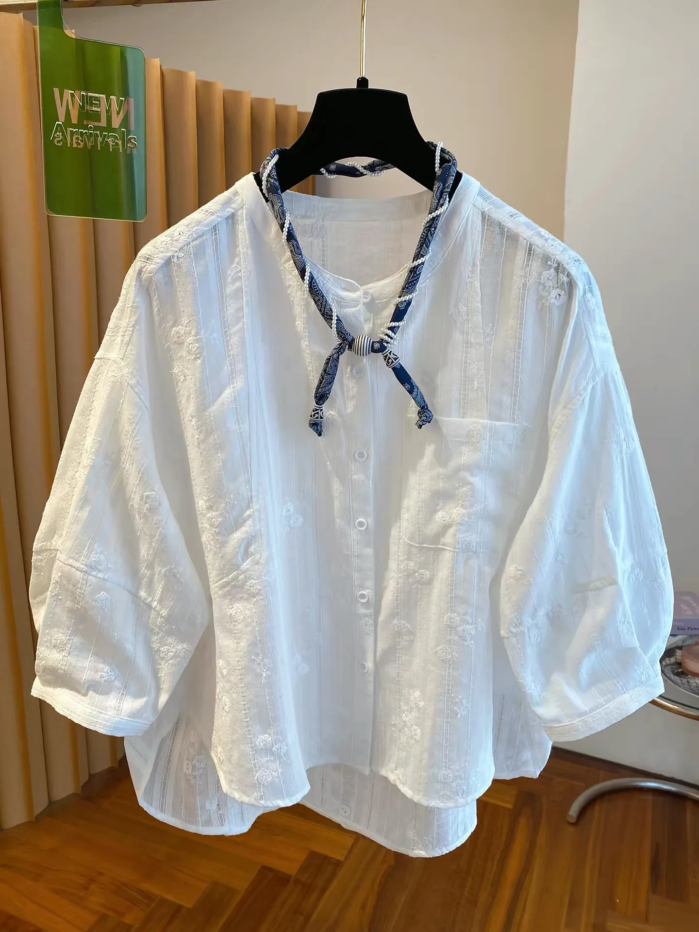 White Pure Cotton Embroidered Loose Shirt Women's 3/4 Sleeve round Neck Summer Breathable Casual Fashion plus Size Top
White Pure Cotton Embroidered Loose Shirt Women's 3/4 Sleeve round Neck Summer Breathable Casual Fashion plus Size Top