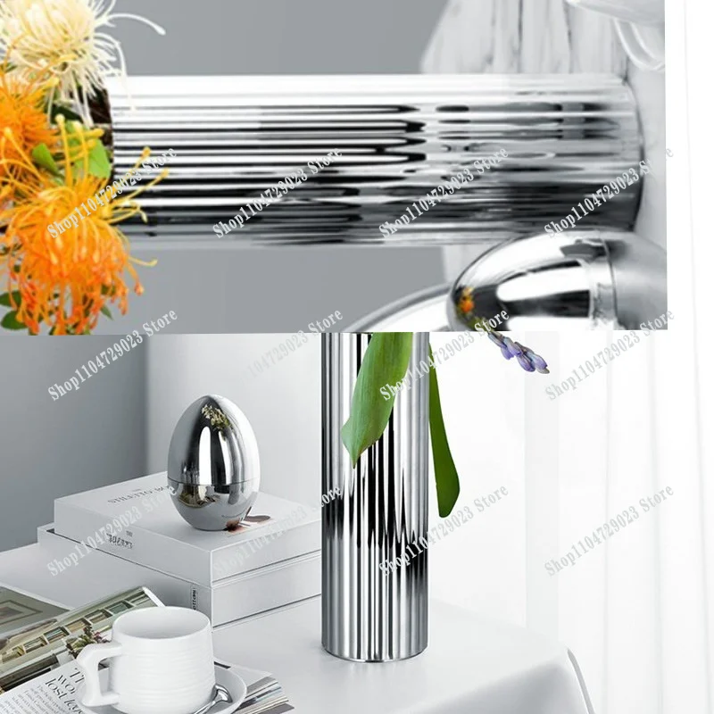 Nordic light luxury striped straight stainless steel flower pot ornament
Nordic light luxury striped straight stainless steel flower pot ornament