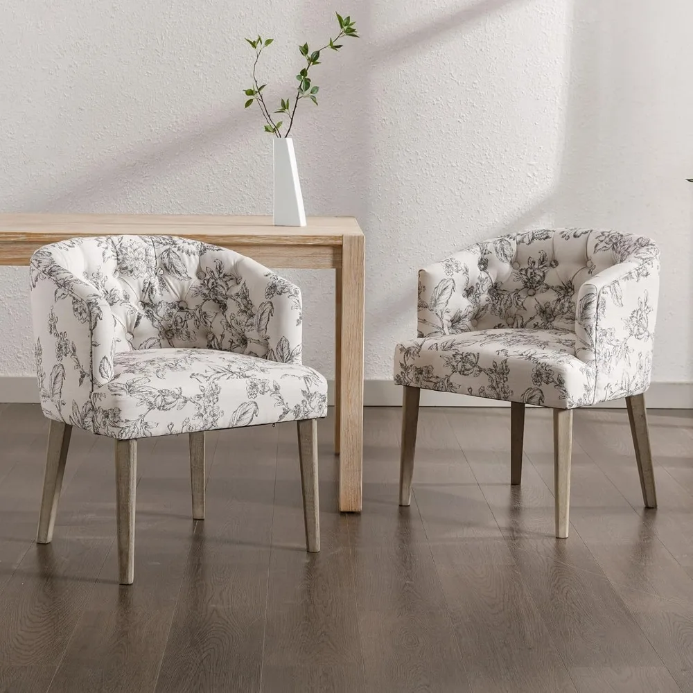 Modern Tufted Dining Chairs Set of 2, Linen Upholstered Side Chair, Comfy Accent Barrel Chair with Wood Legs
Modern Tufted Dining Chairs Set of 2, Linen Upholstered Side Chair, Comfy Accent Barrel Chair with Wood Legs