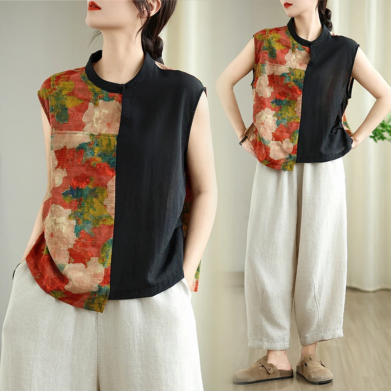 plus Size Women's round Neck Sleeveless Breathable Base Shirt Summer New Style Commute Artistic Style Thin Plant Floral T-shirt
plus Size Women's round Neck Sleeveless Breathable Base Shirt Summer New Style Commute Artistic Style Thin Plant Floral T-shirt