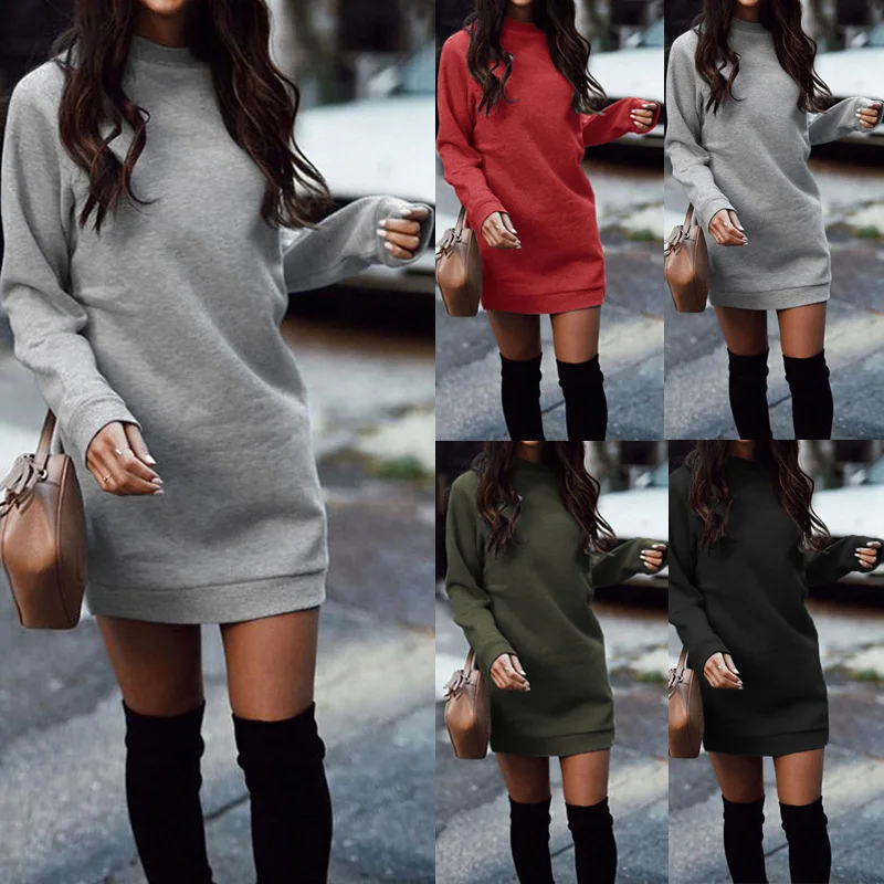 2023 New Autumn Winter Women Clothing Round Neck Long Sleeve Solid Mini A-line Dress with Pocket Casual Sweater Dress
2023 New Autumn Winter Women Clothing Round Neck Long Sleeve Solid Mini A-line Dress with Pocket Casual Sweater Dress