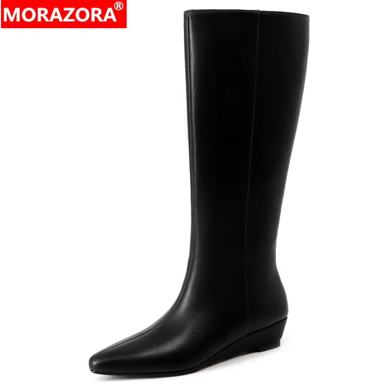 MORAZORA Ins New Genuine Leather Boots Women Pull On Autumn Winter Knee High Boots Black Wedges Boots Ladies Winter Shoes
MORAZORA Ins New Genuine Leather Boots Women Pull On Autumn Winter Knee High Boots Black Wedges Boots Ladies Winter Shoes