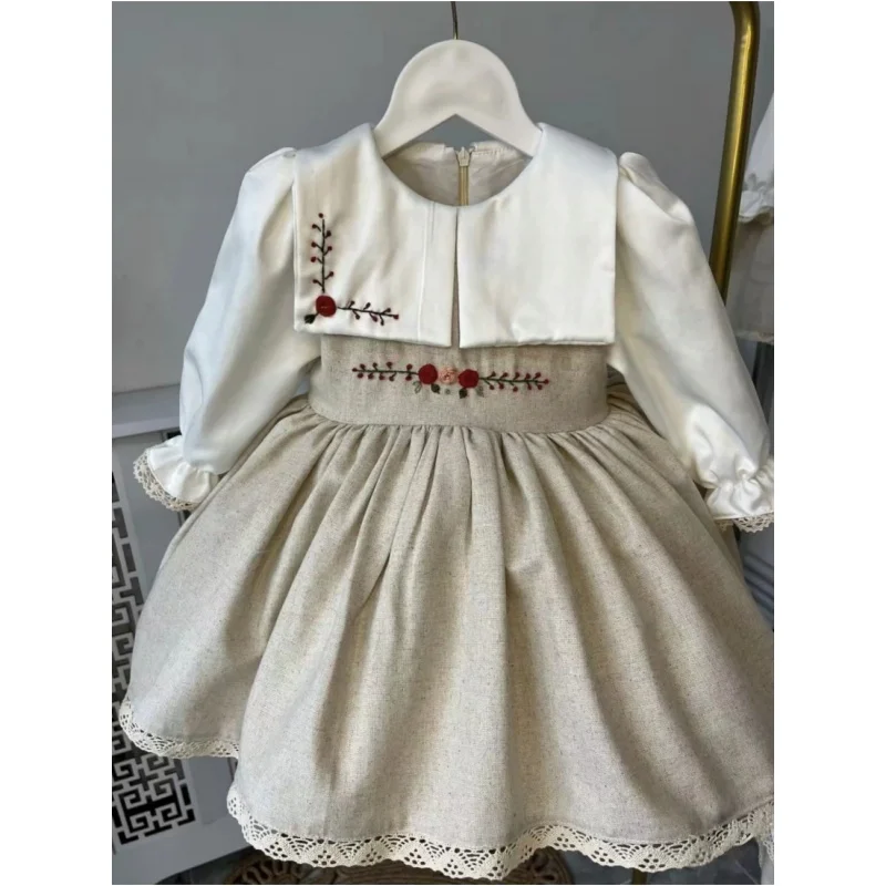 0-12Y Baby Girl Autumn Beige Linen Handmade Embroidery Vintage Princess Dress for Birthday Photography Holiday Eid C224
0-12Y Baby Girl Autumn Beige Linen Handmade Embroidery Vintage Princess Dress for Birthday Photography Holiday Eid C224