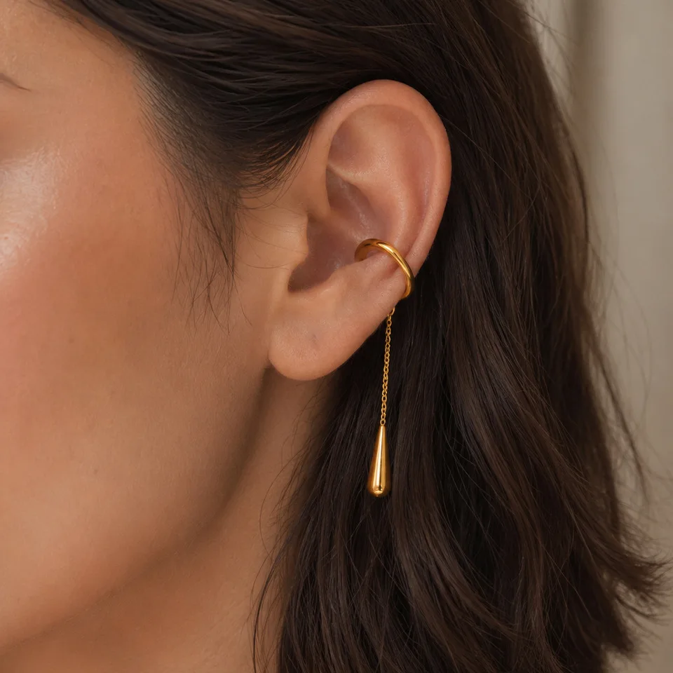 Ear Cuff Stainless Steel Teardrop Pendant C Shape Chain Tassel Long Non Pierced Comfortable Durable for Party Evening
Ear Cuff Stainless Steel Teardrop Pendant C Shape Chain Tassel Long Non Pierced Comfortable Durable for Party Evening