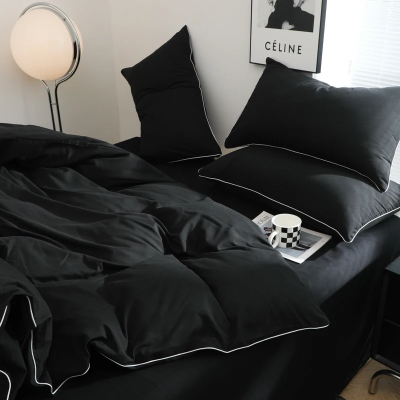 Black Color Bedding Set For Adults Simple Style Double Bed Sheet Sets Single/Queen/king Bed Cover Full Set Plain Bedding 이불세트
Black Color Bedding Set For Adults Simple Style Double Bed Sheet Sets Single/Queen/king Bed Cover Full Set Plain Bedding 이불세트