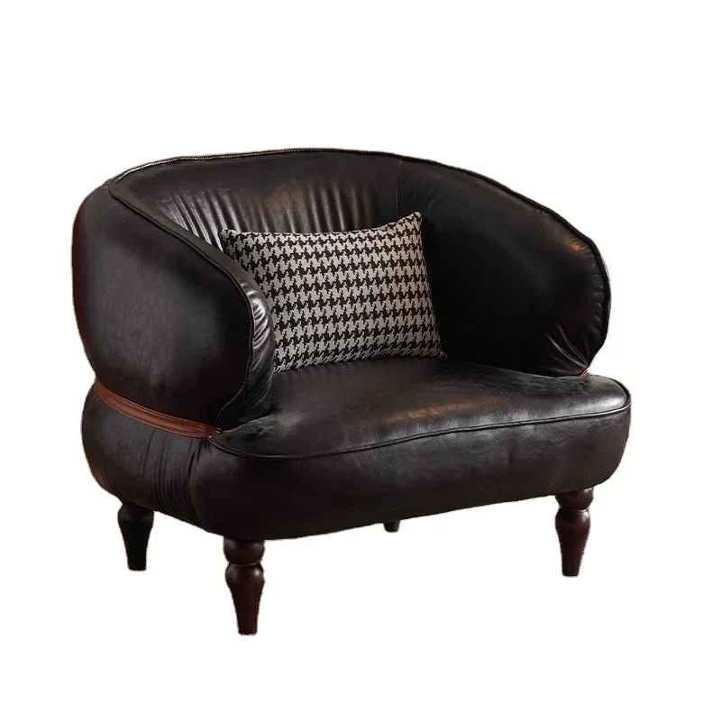 American light luxury retro single sofa oil wax leather minimalist wood sofa reception apartment living room bedroom hall use
American light luxury retro single sofa oil wax leather minimalist wood sofa reception apartment living room bedroom hall use