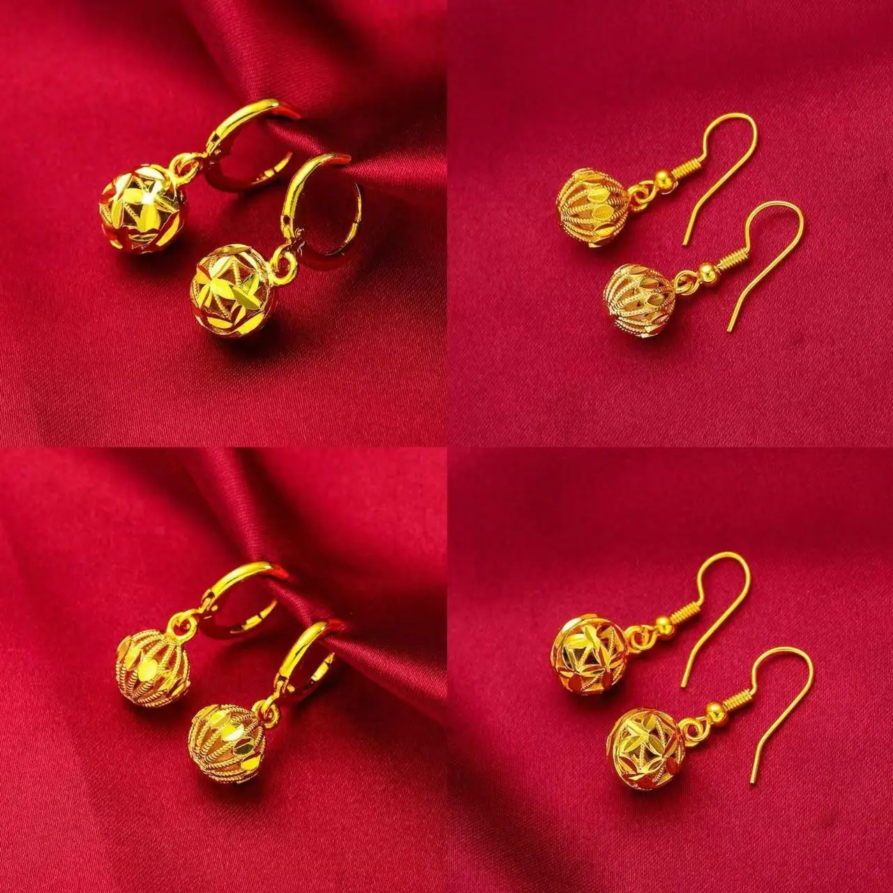 24K Gold Au999 Women Earrings, Hollow Floral Round Ball Dangle Hook Earrings Fashion Jewelry Gift
24K Gold Au999 Women Earrings, Hollow Floral Round Ball Dangle Hook Earrings Fashion Jewelry Gift