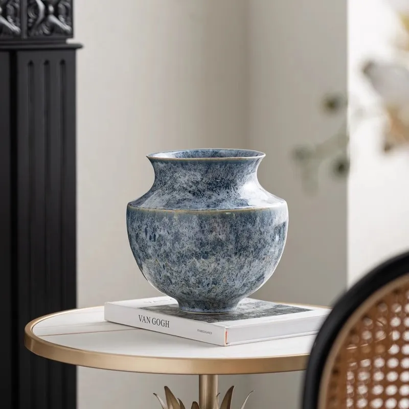 New Chinese Zen handmade ceramic vase ornament medieval living room entrance soft decoration
New Chinese Zen handmade ceramic vase ornament medieval living room entrance soft decoration