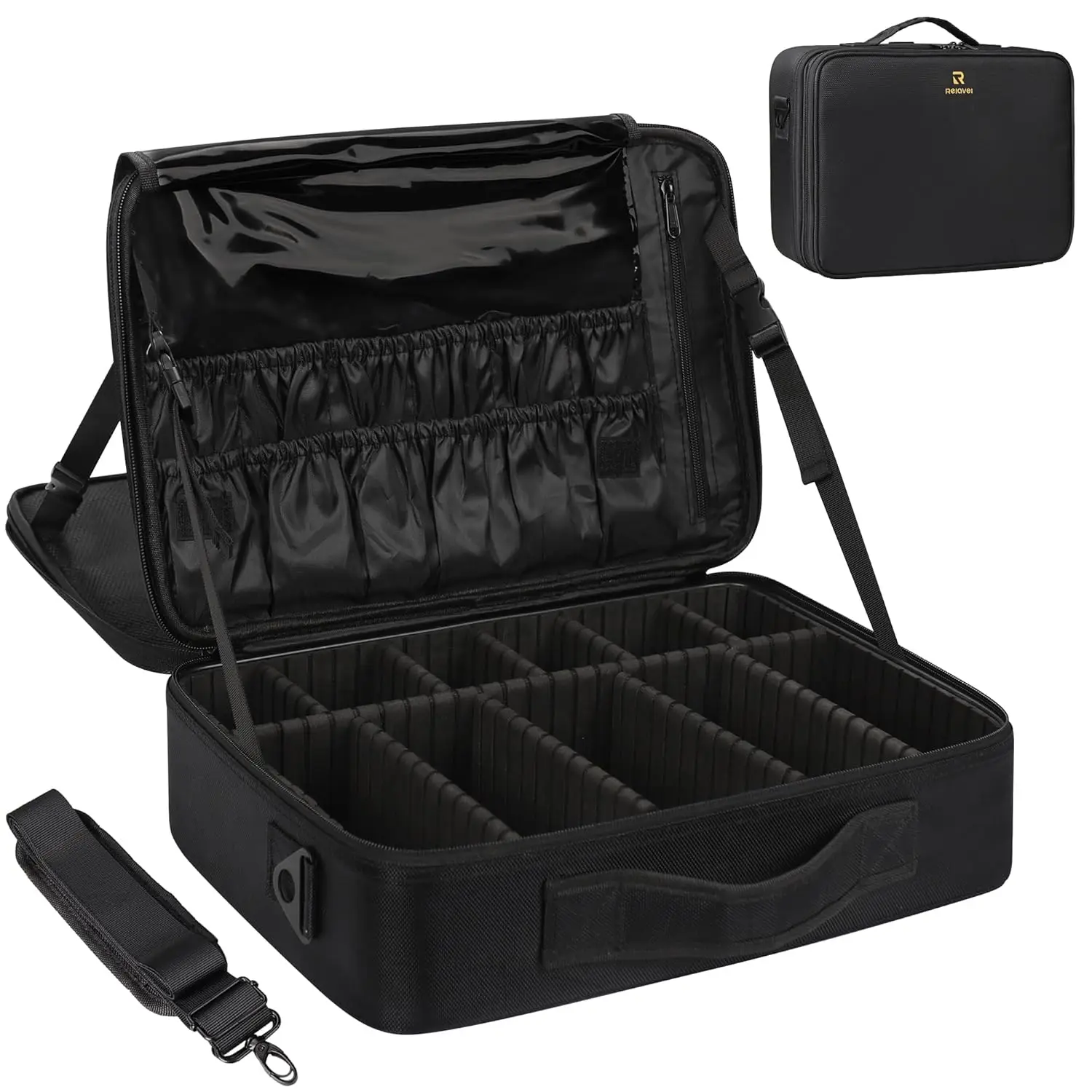 Large Makeup Case, 3 Layers Cosmetic Organizer Bag with Dividers for Travel and Salon
Large Makeup Case, 3 Layers Cosmetic Organizer Bag with Dividers for Travel and Salon