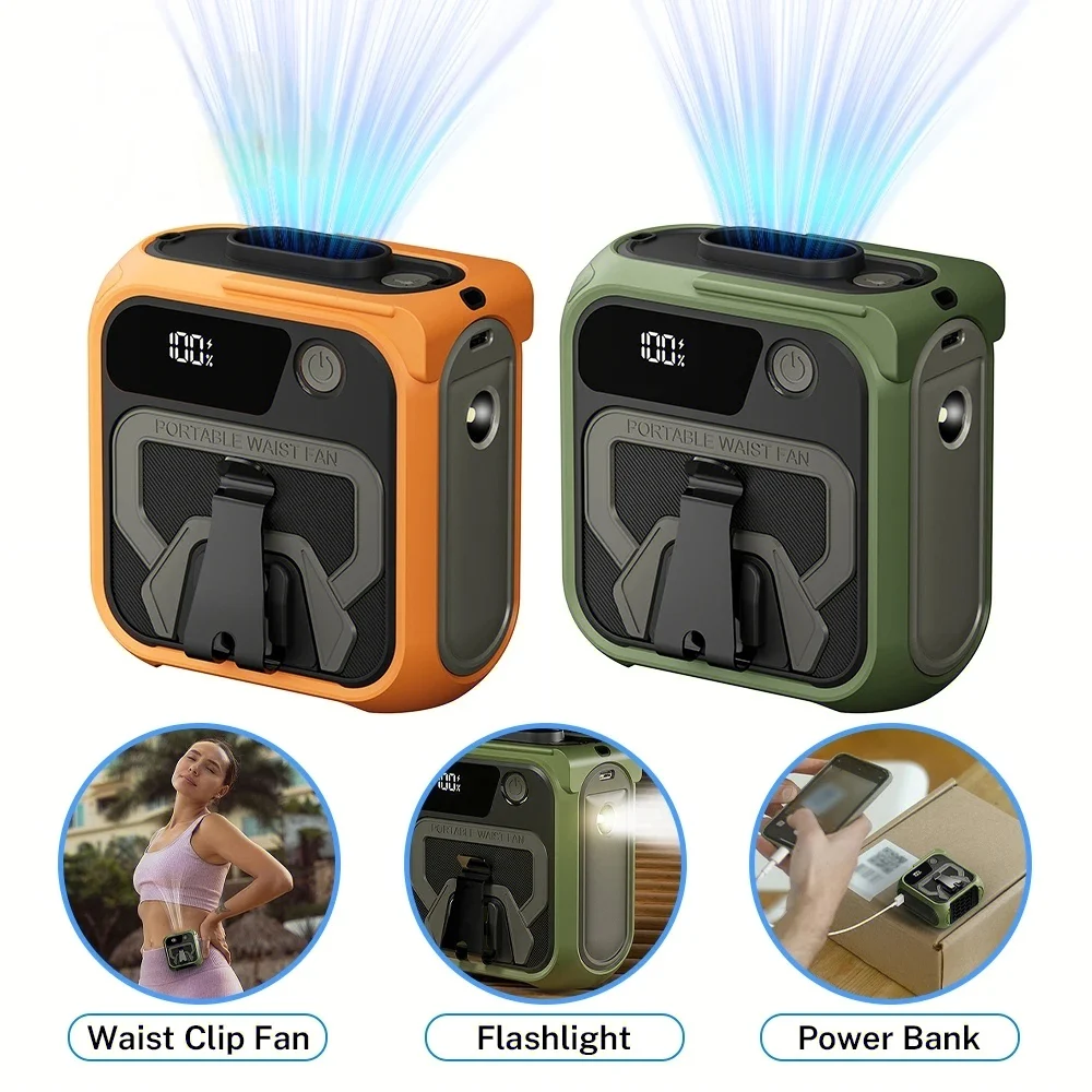 10000mAh Waist Clip Fan Portable Hanging Neck Fan USB Rechargeable Fan with Power Bank LED Light for Sports Working Outdoor
10000mAh Waist Clip Fan Portable Hanging Neck Fan USB Rechargeable Fan with Power Bank LED Light for Sports Working Outdoor 