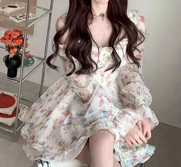 BSDFFO Short Dress with Lining Fairy Long Sleeve Sweet Floral Princess Dress for Beach Vacation Fashion Elegant Sexy Dress
BSDFFO Short Dress with Lining Fairy Long Sleeve Sweet Floral Princess Dress for Beach Vacation Fashion Elegant Sexy Dress