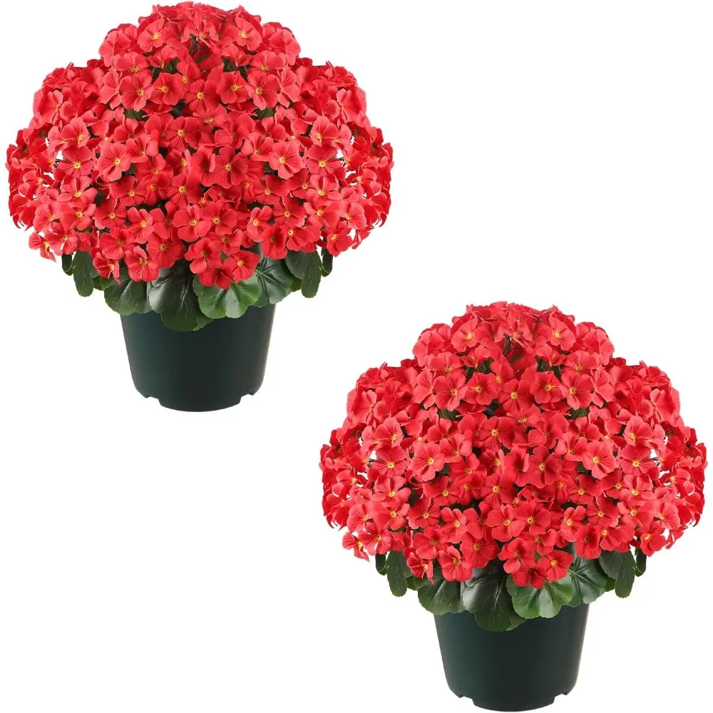 Artificial Geraniums Bush in Pot, Outdoor Fake Potted Plant with UV Resistant Red Flowers for Patio, Front Porch
Artificial Geraniums Bush in Pot, Outdoor Fake Potted Plant with UV Resistant Red Flowers for Patio, Front Porch