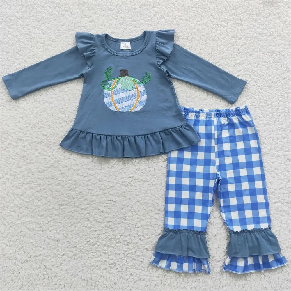 Baby Girl Thanksgiving Outfit Toddler Embroidery Pumpkin Kids Cotton Long Sleeves Tops Blue Plaid Pants Infant Children Fall Set
Baby Girl Thanksgiving Outfit Toddler Embroidery Pumpkin Kids Cotton Long Sleeves Tops Blue Plaid Pants Infant Children Fall Set