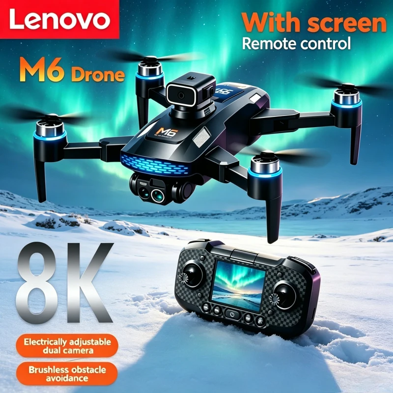 New Lenovo M6 Drone Professional 8K HD With screen Remote control 5G WIFI RC Quadcopter Dron Camera Drones FPV Video 4k UAV.
New Lenovo M6 Drone Professional 8K HD With screen Remote control 5G WIFI RC Quadcopter Dron Camera Drones FPV Video 4k UAV.