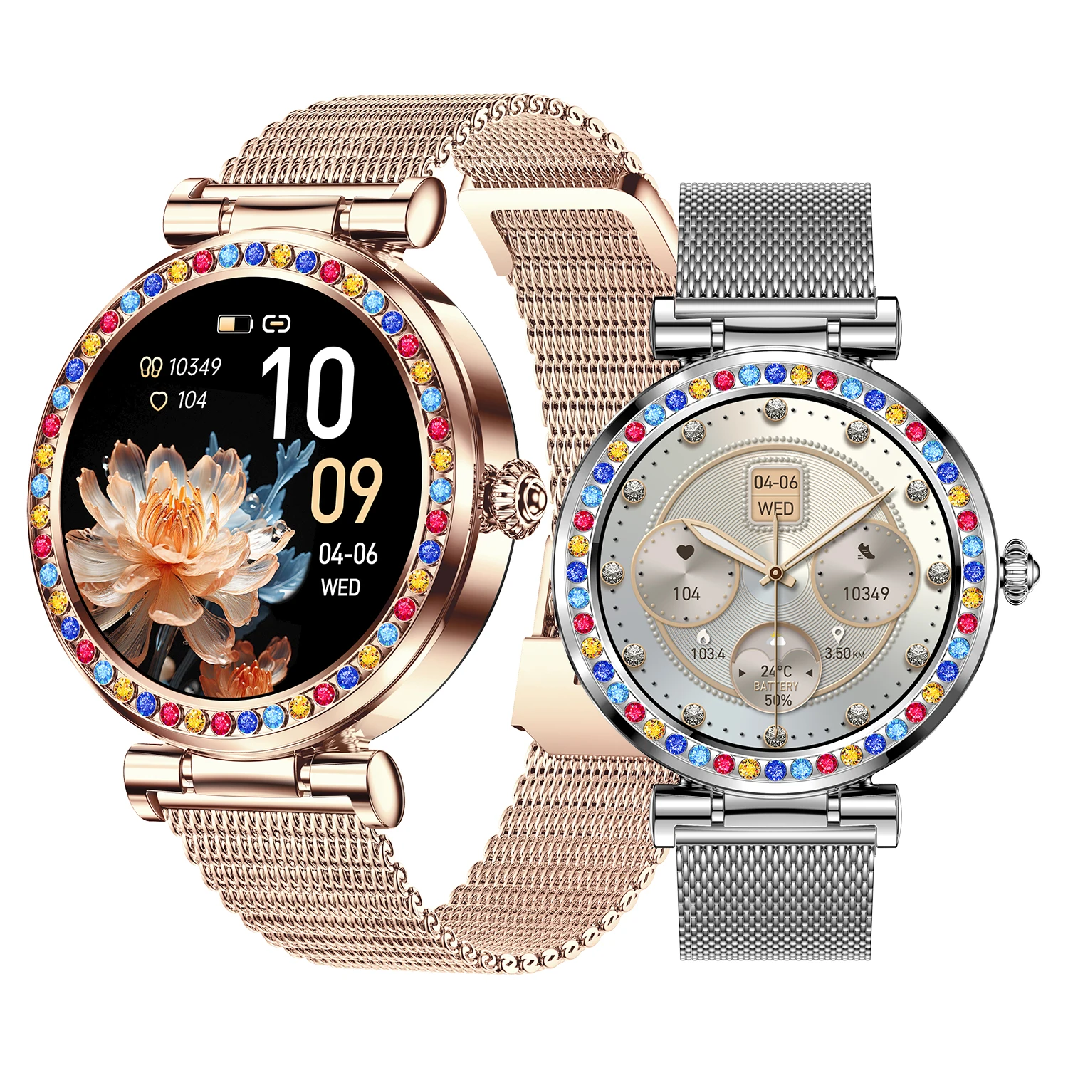 Voice Calling Smart Watch Shinning Diamonds Steel Wristband Fitness Watches Health Monitoring Multi Sports Modes Lady Smartwatch
Voice Calling Smart Watch Shinning Diamonds Steel Wristband Fitness Watches Health Monitoring Multi Sports Modes Lady Smartwatch