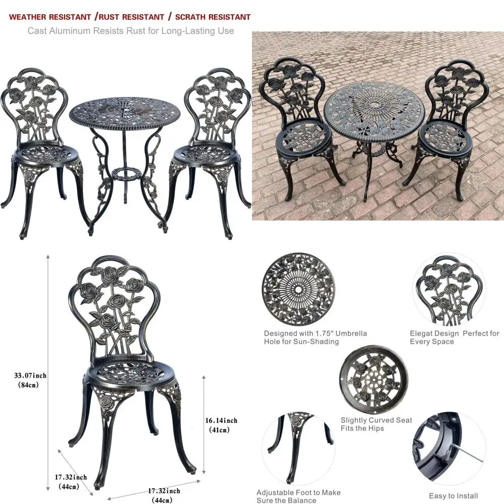 Комплект для бистро из 3 предметов, уличный стол для патио, антикоррозийный, для веранды и двора (под старинную медь)
Комплект для бистро из 3 предметов, уличный стол для патио, антикоррозийный, для веранды и двора (под старинную медь)