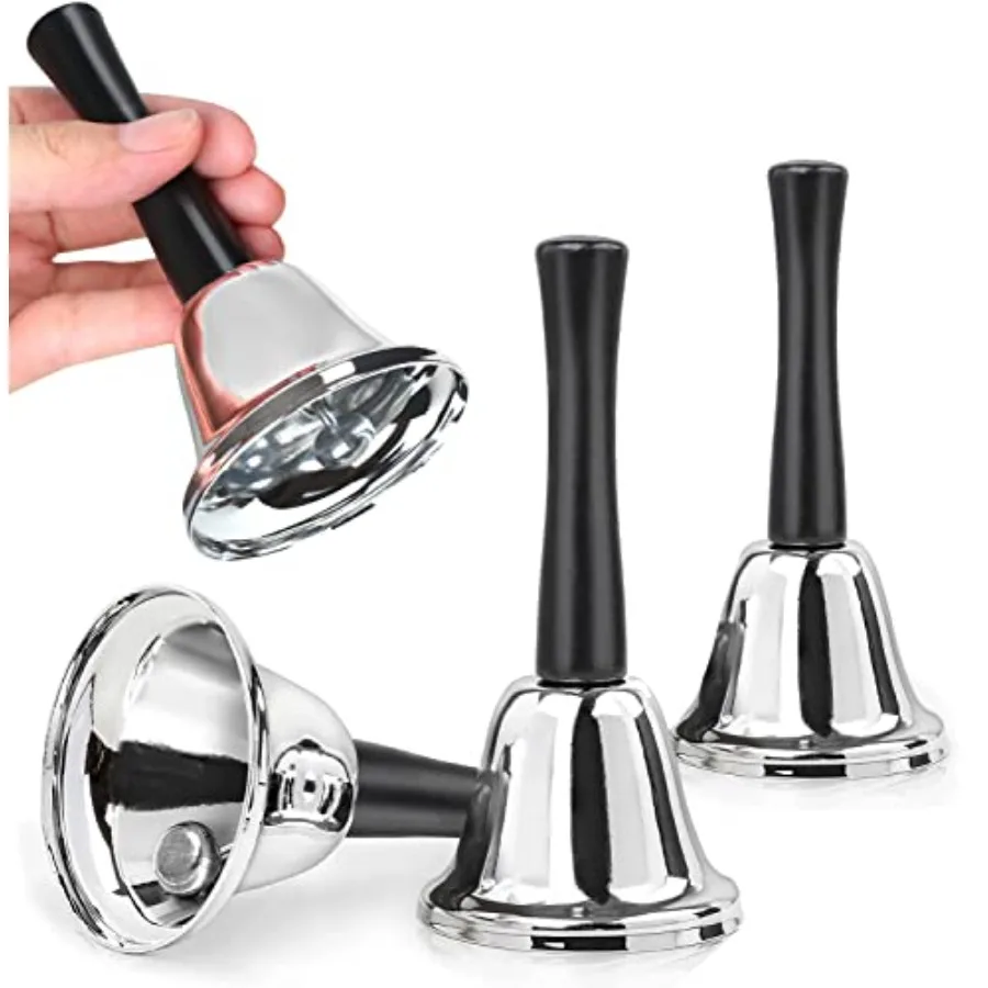 Hand Bell, Silver Steel Bell, Ringing Bell with Handle, Dinner Bells for Inside Classroom Bell, for Food Line, Alarm, Jingles,
Hand Bell, Silver Steel Bell, Ringing Bell with Handle, Dinner Bells for Inside Classroom Bell, for Food Line, Alarm, Jingles,