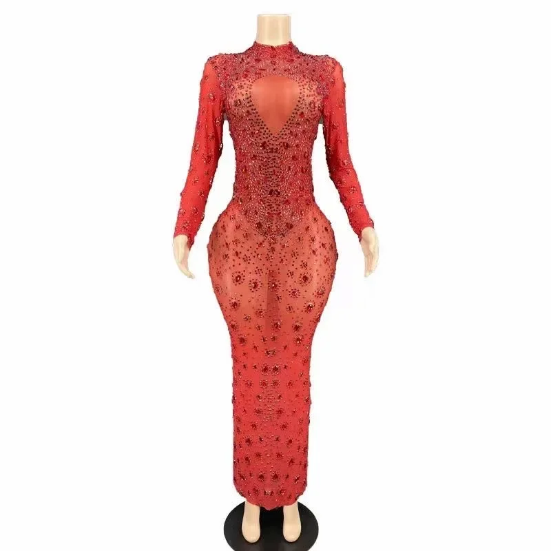 Red Shining Rhinestones Crystal Long Split Sexy Dress For Women Evening Wedding Celebrity Clothing Ballroom Stage Costumes
Red Shining Rhinestones Crystal Long Split Sexy Dress For Women Evening Wedding Celebrity Clothing Ballroom Stage Costumes